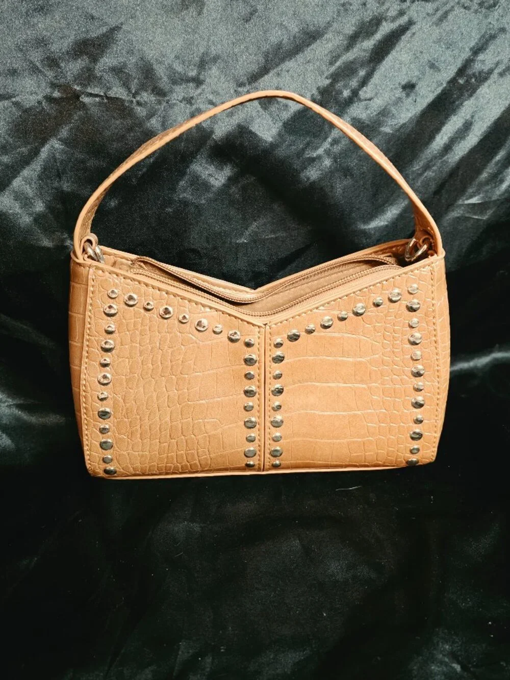 Cato Brown Croc Embossed Studded Mini Shoulder Bag Y2K